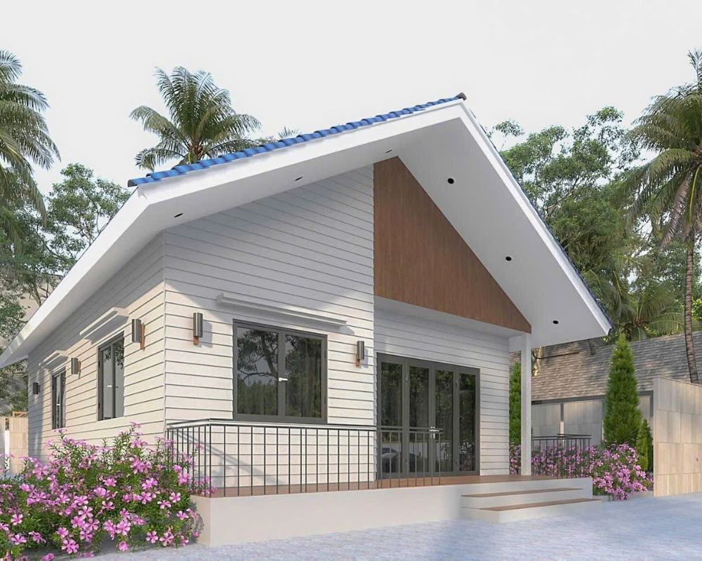 Mẫu nhà lắp ghép diện tích 70m2 mái Thái hiện đại
