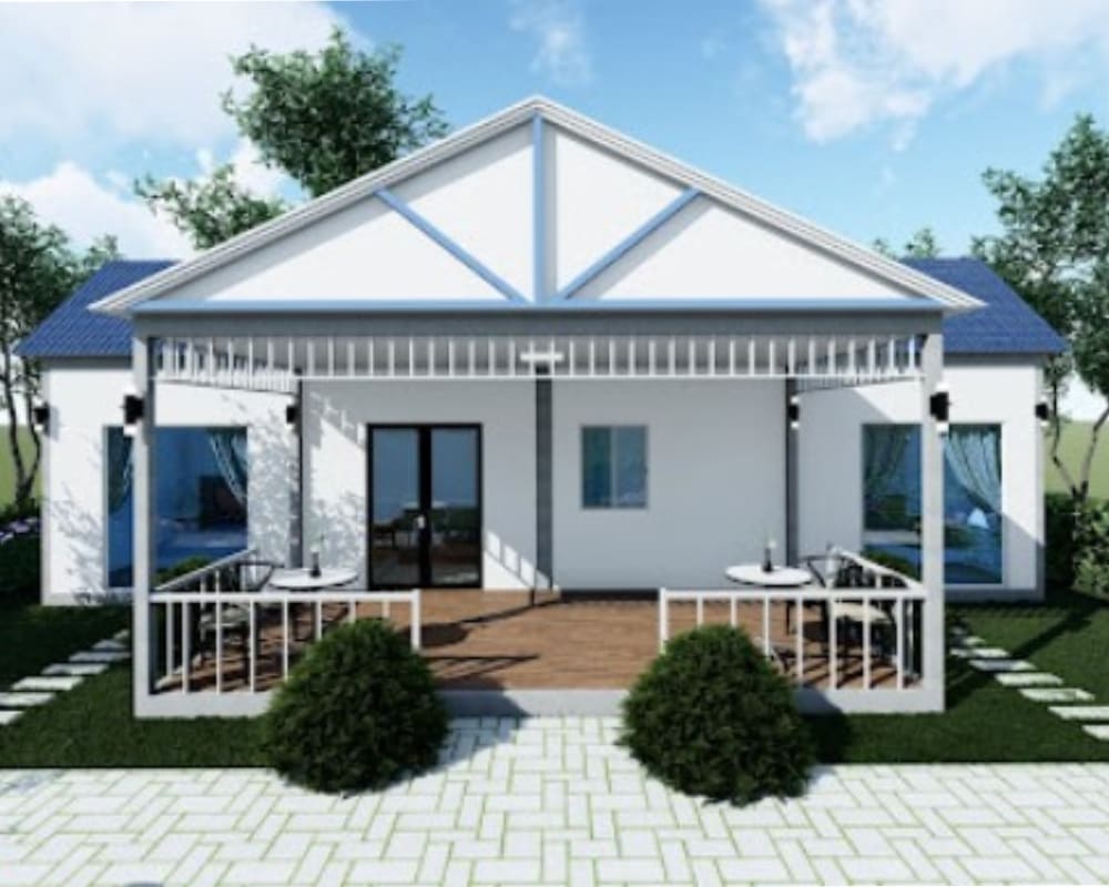 Mẫu nhà lắp ghép đẹp đơn giản thiết kế theo kiến trúc nhà vườn