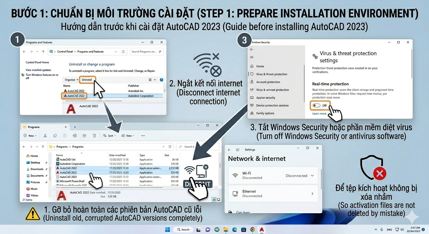 Hướng dẫn chuẩn bị môi trường trước khi cài AutoCAD 2023
