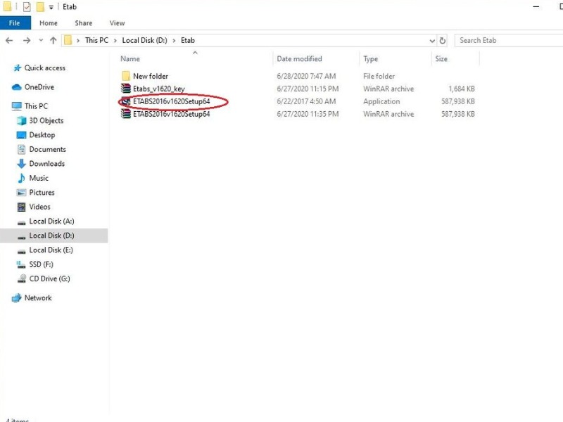 Giải nén file Win RAR để cài đặt phần mềm ETABS 2016