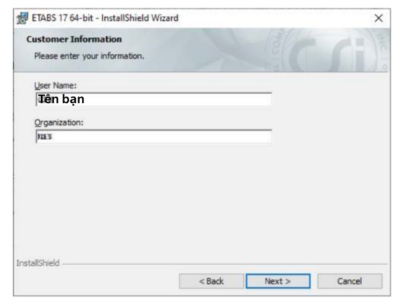 Điền đầy đủ các thông tin của người dùng