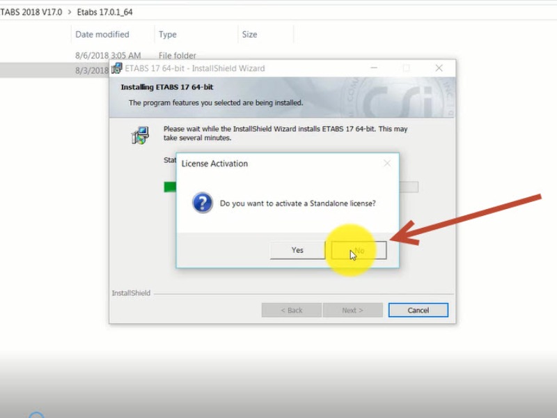 Chọn No ở hộp thoại license