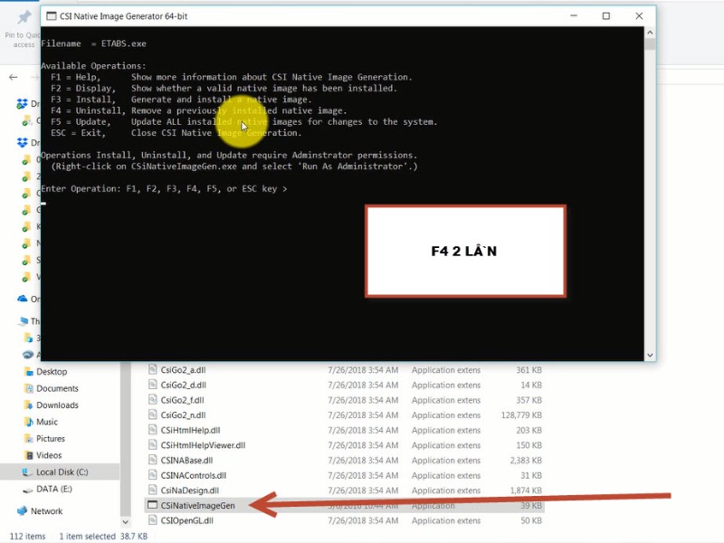 Thực hiện lệnh cấu hình bằng cách nhấn F4 2 lần