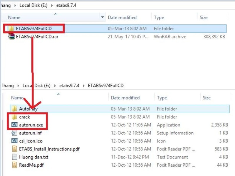 Giải nén file cài đặt ETABS 9.7.4