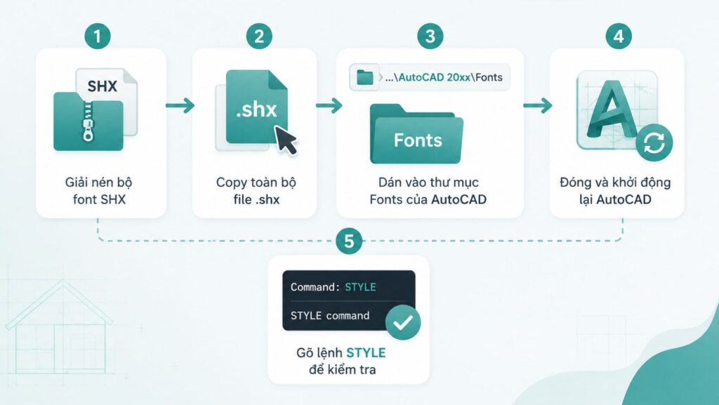 Cài font SHX đúng cách giúp AutoCAD nhận diện và hiển thị bản vẽ chính xác Cài font SHX đúng cách giúp AutoCAD nhận diện và hiển thị bản vẽ chính xác