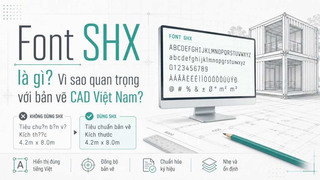 Font SHX giúp bản vẽ AutoCAD hiển thị nhẹ, rõ nét, đúng chuẩn kỹ thuật Font SHX giúp bản vẽ AutoCAD hiển thị nhẹ, rõ nét, đúng chuẩn kỹ thuật
