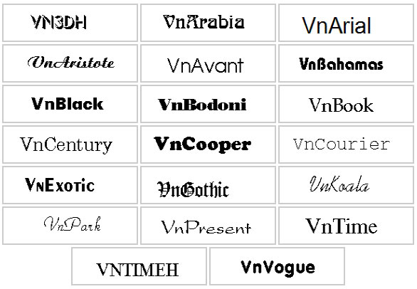 Font TCVN3 chuẩn 01