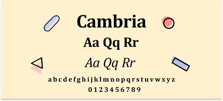 Font Cambria chuyên nghiệp 01
