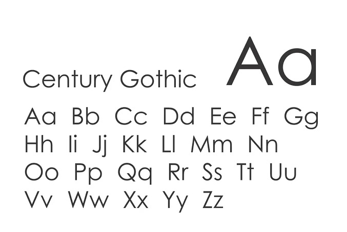 Font chữ Century Gothic đẹp 02