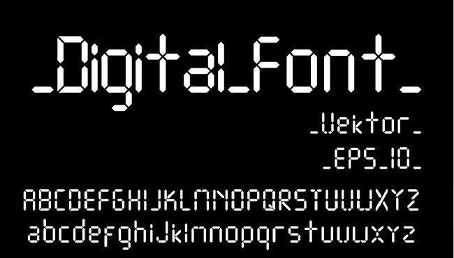 Font đồng hồ điện tử hiện đại 01