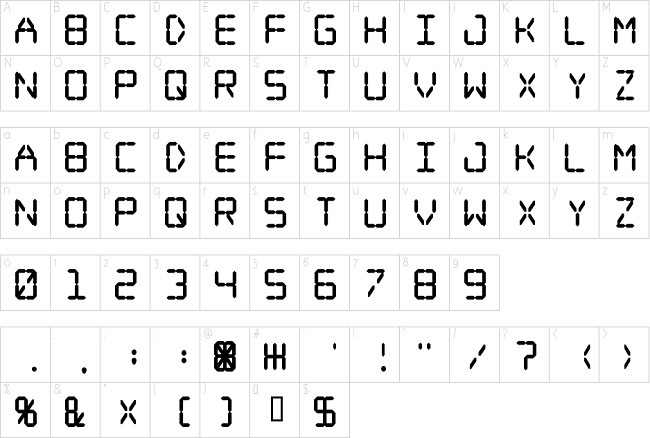 Font đồng hồ điện tử hiện đại 03