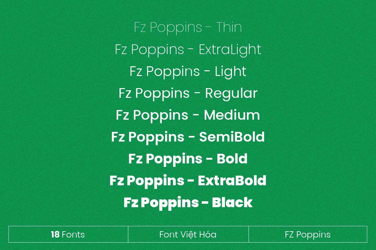 Poppins font family hiện đại 03